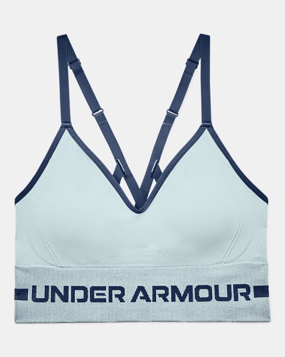 Women's UA Seamless Low Long Sports Bra, Blue, pdpMainDesktop image number 7